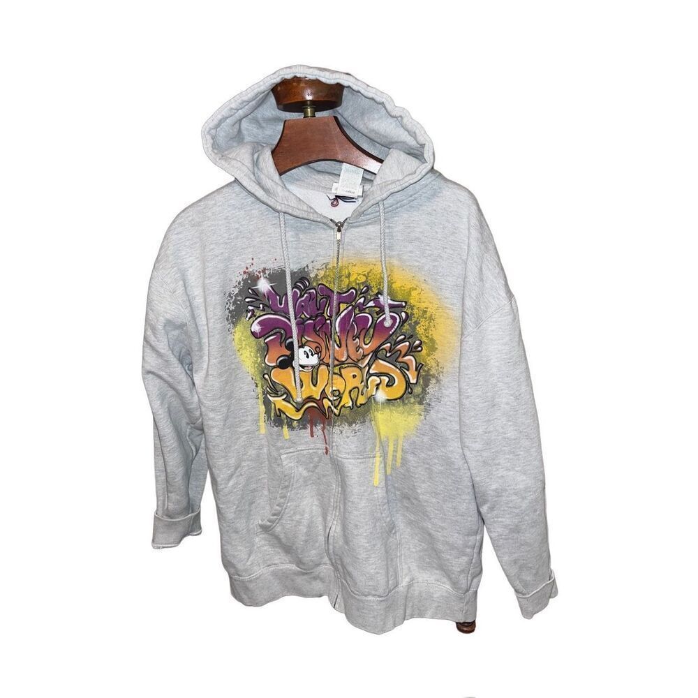 Walt Disney World Graffiti XL Zip Up Sweatshirt Mickey Spray Paint